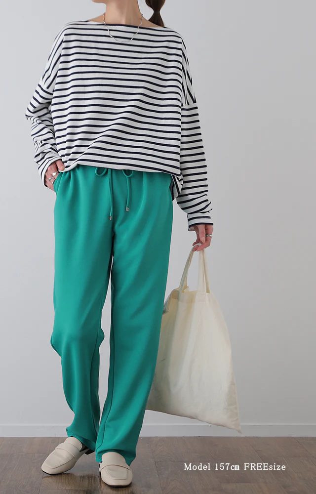 【夏セール】 本気の「きれい見え& 楽」 ジャージーパンツ パンツ ■一部7月中旬入荷 レディース ボトムス ゆったり カラーパンツ ゴム きれいめ ロング ストレッチ ワイド テーパードパンツ スウェット ズボン 大きいサイズ 黒 タックパンツ イージーパンツ 春 夏 HUG.U - Image 3