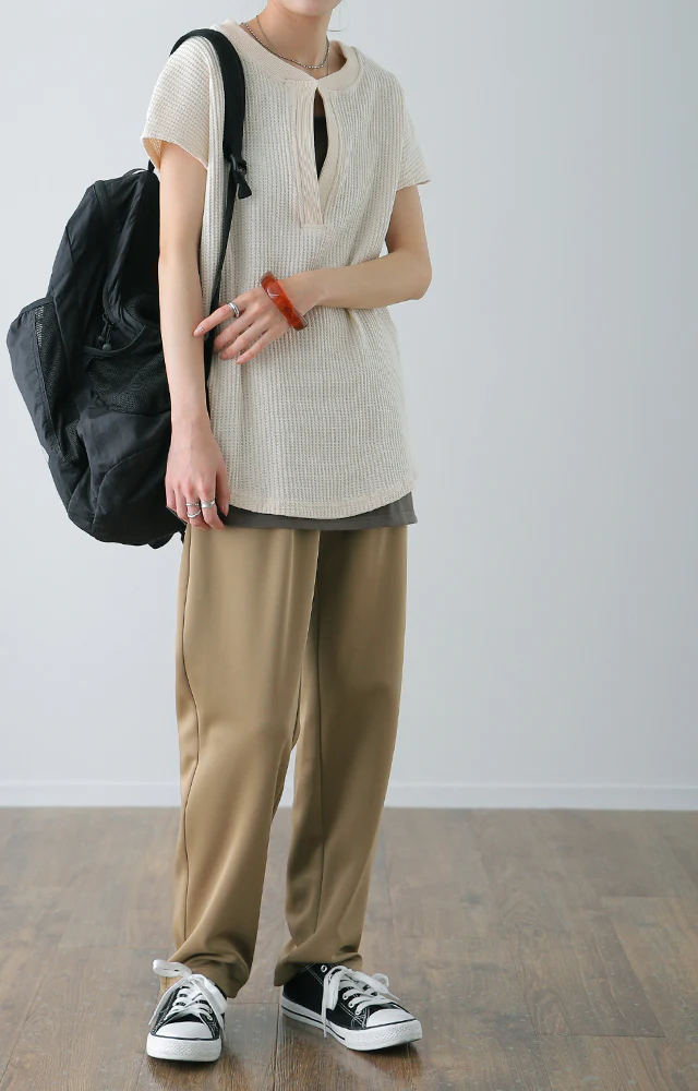【夏セール】 本気の「きれい見え& 楽」 ジャージーパンツ パンツ ■一部7月中旬入荷 レディース ボトムス ゆったり カラーパンツ ゴム きれいめ ロング ストレッチ ワイド テーパードパンツ スウェット ズボン 大きいサイズ 黒 タックパンツ イージーパンツ 春 夏 HUG.U - Image 9