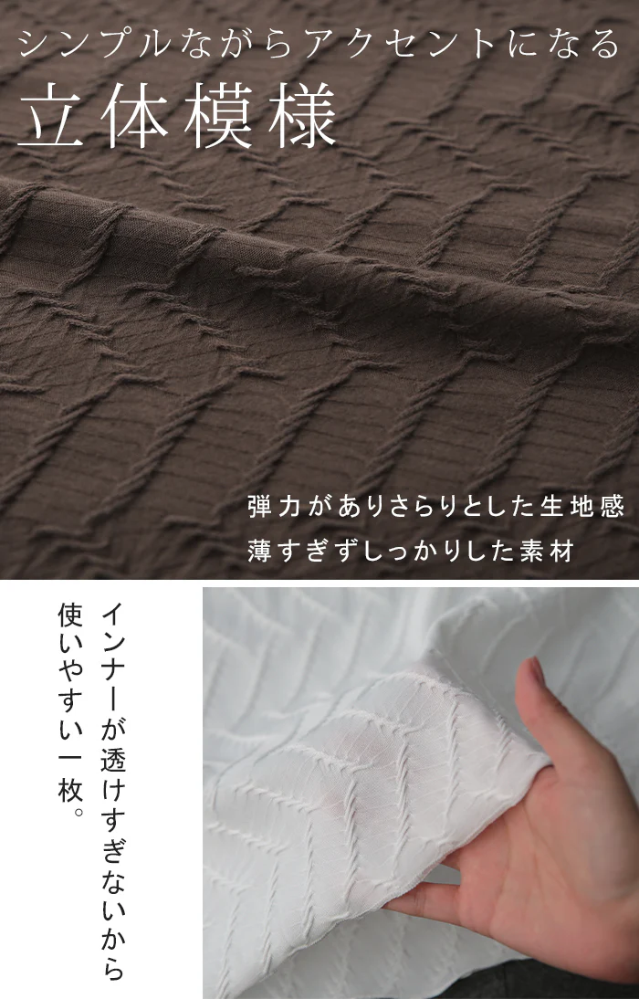 【売り尽くしSALE】 「立つ。」 ハイネック トップス インナー カットソー タートルネック レディース 肌隠し 立ち襟 きれいめ 薄手 長袖 無地 レイヤード 重ね着 プルオーバー シボ感 立体 刺繍 シアー タートル 透け感 ブラック 黒 白 春 夏 HUG.U メール便 - Image 8