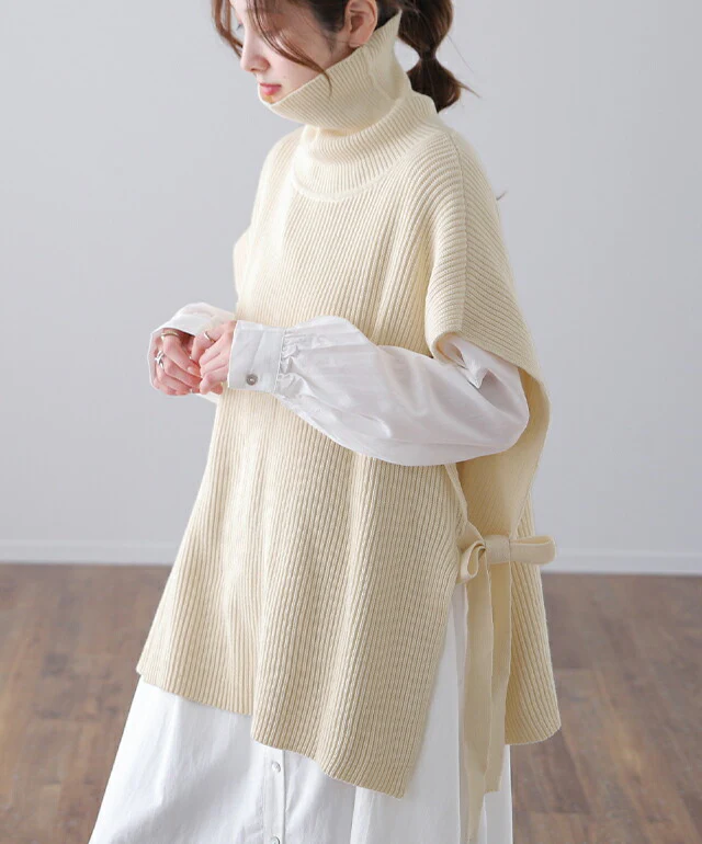 ベスト 「一瞬で 体型カバー」ロング タートル タートルニット レディース トップス リブ ざっくり おしゃれ ニット ニットベスト 黒 レイヤード セーター チュニック 重ね着 お尻が隠れる ジレ ビッグ 大きいサイズ 春 夏 春夏 HUG.U - Image 23