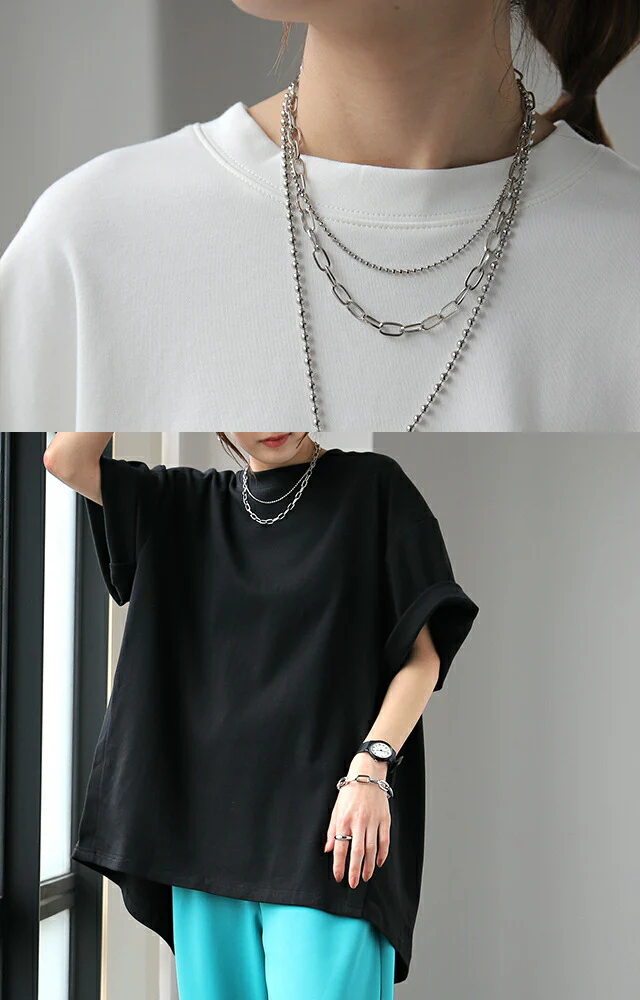 Tシャツ 「コンプレックス克服」 体型カバー ロング バックフリル トップス 二の腕カバー きれいめ レディース ティーシャツ 半袖 大きいサイズ フリル バックプリーツ プリーツ 白 お尻が隠れる 無地 春 夏 HUG.U メール便 - Image 19