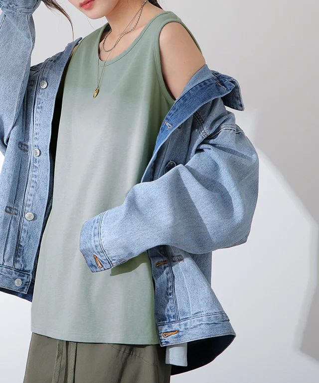 ガシっと透けにくい。 タンク タンクトップ トップス ■一部7月上旬入荷 ノースリーブ ヘビーオンス 厚手 裾 Uネック レイヤード コットン100 コットン 綿 シンプル 無地 インナー ロング ロング丈 カットソー バスク キャミ 大きいサイズ 春 夏 HUG.U メール便 - Image 24