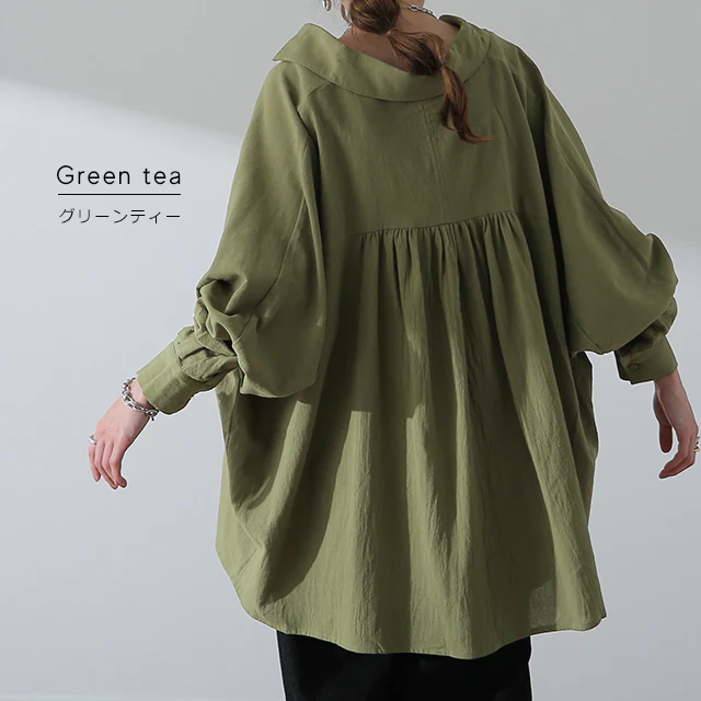 【抜き襟の天才】 シャツ オーバーサイズ ドルマン 彼シャツ チュニック トップス バックシャン ロングシャツ 長袖 シャツワンピ ゆる ビッグ バックフレア ドロップショルダー 大きいサイズ ブラック ロング レディース ブラウス 春 夏 HUG.U メール便 - Image 12