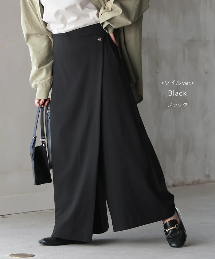 パンツ 巻き ロング アシメ レディース ボトムス ■一部7月下旬入荷 ボトム ウエストゴム ワイド 無地 長い リネン ナチュラル ハイウエスト ワイドパンツ ラップ ラップパンツ ズボン 巻きパンツ キュロット ポケット麻 風 綿 変形 きれいめ 黒 ベージュ 春 夏 HUG.U - Image 32