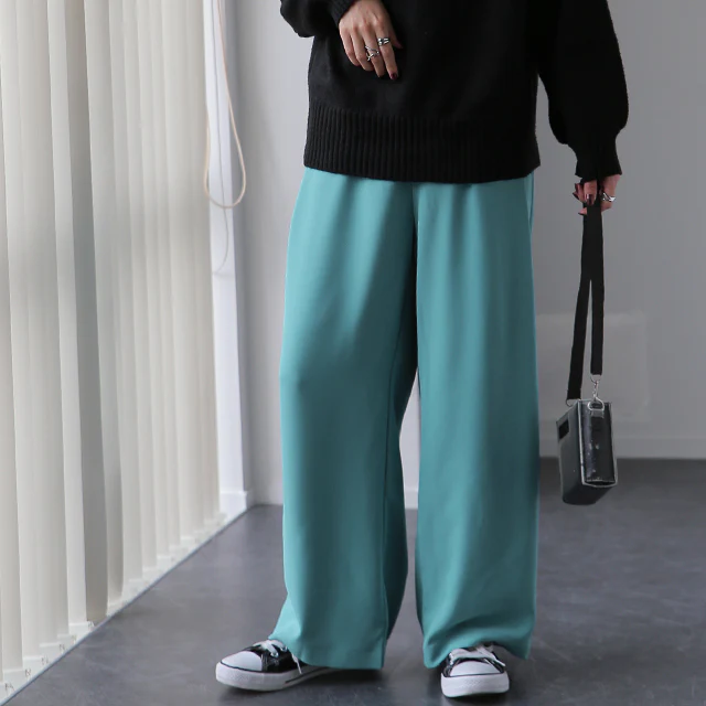 アウトレット パンツ 「噂の カラーパンツ レディース ワイドパンツ ワイド ロング 大きいサイズ ボトム 体型カバー ボトムス ストレート ズボン ハイウエスト タック タックパンツ 春 夏 グリーン ピンク ブルー 黒 きれいめ オフィス HUG.U メール便 - Image 35
