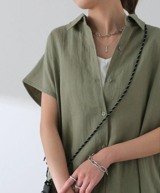 麻 ワンピ 「無理してないのに素敵」 ワンピース バックシャン リネン コットン 綿 シャツワンピース シャツワンピ ロング ロングワンピース 体型カバー レディース シャツ バックプリーツ ロングシャツ マキシ 半袖 大きいサイズ 黒 春 夏 HUG.U - Image 19