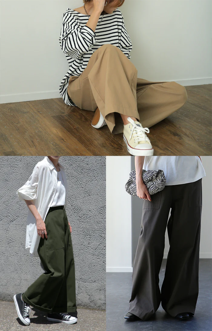 パンツ 『 スラっと 』 ベイカーパンツ レディース ■一部7月中旬入荷 レディースパンツ ワイドパンツ ワイド 大きいサイズ ボトムス チノ チノパン チノパンツ ストレート 体型カバー ロング ゴム 長 ズボン 高身長 黒 白 カーキ 綿 コットン 100 ゆったり 春 夏 HUG.U - Image 14