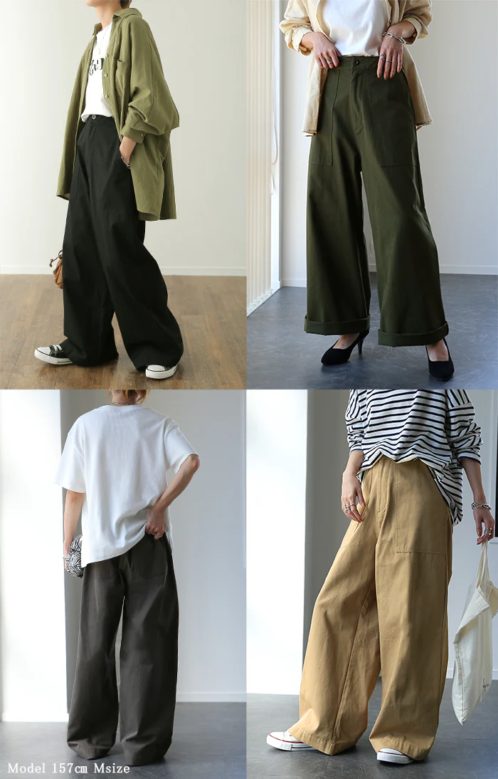 パンツ 『 スラっと 』 ベイカーパンツ レディース ■一部7月中旬入荷 レディースパンツ ワイドパンツ ワイド 大きいサイズ ボトムス チノ チノパン チノパンツ ストレート 体型カバー ロング ゴム 長 ズボン 高身長 黒 白 カーキ 綿 コットン 100 ゆったり 春 夏 HUG.U - Image 21