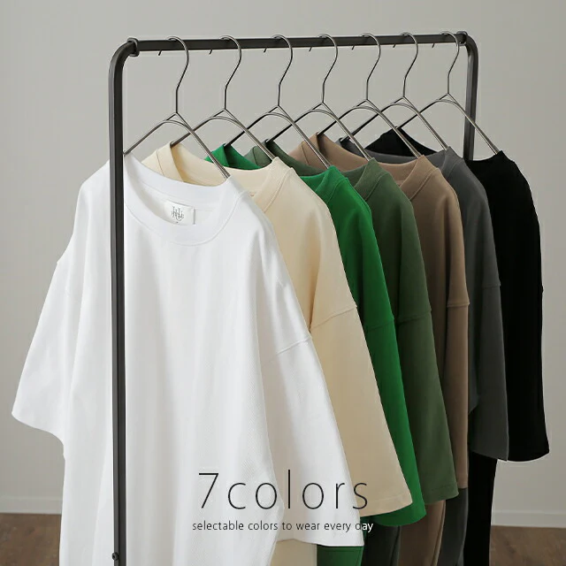 「ガシッとスムース」綿100% Tシャツ レディース インナー ティーシャツ チュニック ボックス プラスサイズ 半袖 大きいサイズ 長め ゆったり ロング お尻が隠れる グリーン バスク 黒 白 春 夏 HUG.U メール便 - Image 6