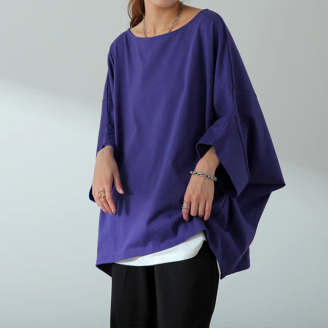 Tシャツ 『究極』 体型カバー トップス ■一部7月下旬入荷 二の腕カバー レディース インナー ティーシャツ チュニック ビッグ プラスサイズ 半袖 おしゃれ 大きいサイズ 長め ゆったり 変形シルエット ロング 白 お尻が隠れる 白 黒 春 夏 HUG.U メール便 - Image 35