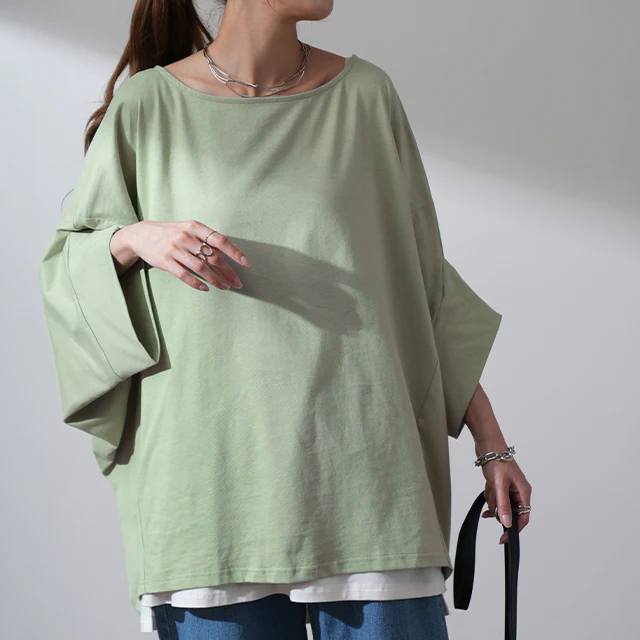 Tシャツ 『究極』 体型カバー トップス ■一部7月下旬入荷 二の腕カバー レディース インナー ティーシャツ チュニック ビッグ プラスサイズ 半袖 おしゃれ 大きいサイズ 長め ゆったり 変形シルエット ロング 白 お尻が隠れる 白 黒 春 夏 HUG.U メール便 - Image 38