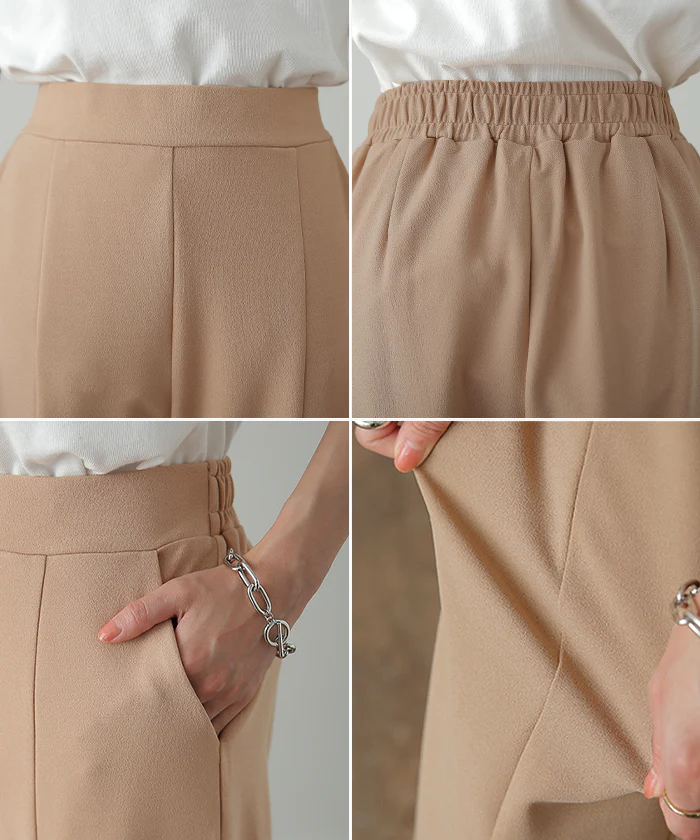 パンツ 「しゃり感」 カラーパンツ レディース ■一部7月中旬入荷 センターライン スラックス ワイドパンツ ロング 大きいサイズ ボトム 体型カバー ボトムス フレアパンツ ずぼん ズボン ハイウエスト 春 夏 グリーン ピンク ブルー ゴム 緑 黒 きれいめ HUG.U - Image 26