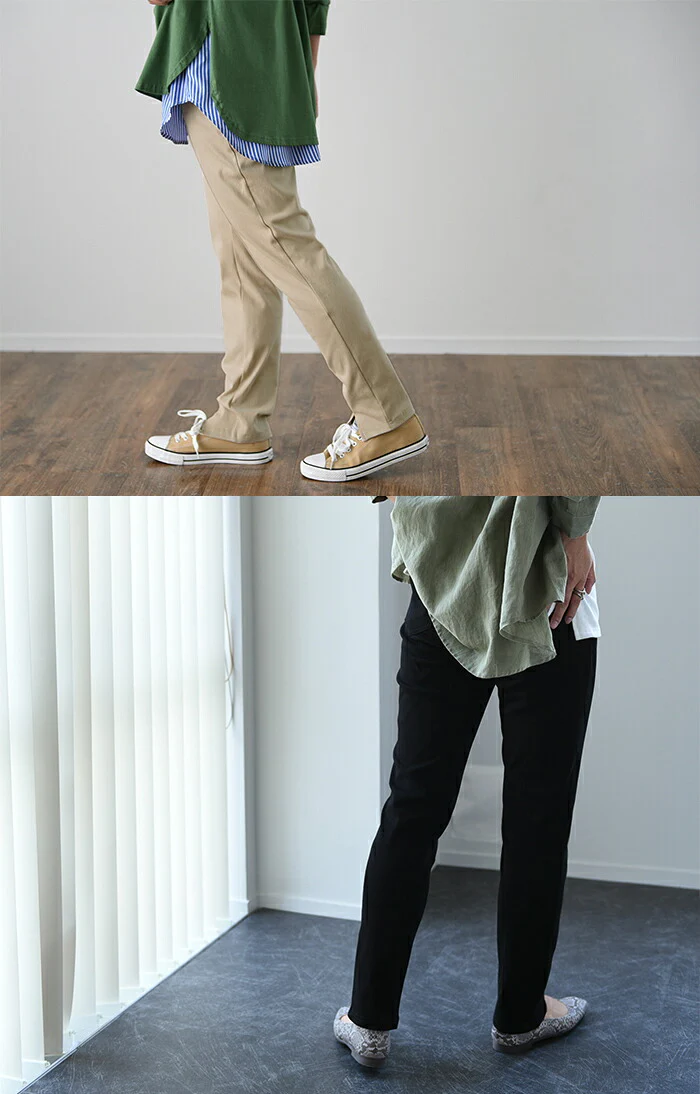 人類は「疲れない パンツ」レギパン レディース ■一部7月中旬入荷 ボトムス レギンスパンツ スキニー デニム デニムパンツ センターライン スキニー ストレッチ ゴム スリット 楽 大きいサイズ チノパン 仕事 バイト ずぼん 黒 ブラック 春 夏 HUG.U メール便 - Image 22
