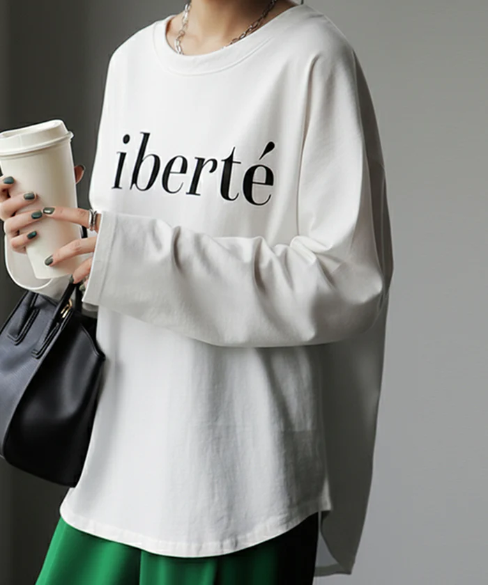 ロゴ Tシャツ 求めてた きれいめ 半袖 レディース ロゴT ■一部7月上旬入荷 オーバーサイズ 体型カバー ドルマン ビッグ プリント 二の腕カバー 綺麗目 大人 ドロップショルダー カットソー ゆったり 白 黒 大きいサイズ 春 夏 HUG.U メール便 - Image 31