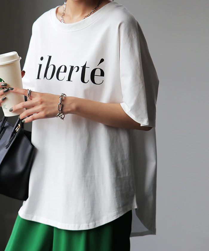 ロゴ Tシャツ 求めてた きれいめ 半袖 レディース ロゴT ■一部7月上旬入荷 オーバーサイズ 体型カバー ドルマン ビッグ プリント 二の腕カバー 綺麗目 大人 ドロップショルダー カットソー ゆったり 白 黒 大きいサイズ 春 夏 HUG.U メール便 - Image 36
