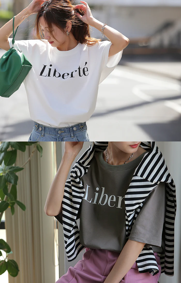 ロゴ Tシャツ 求めてた きれいめ 半袖 レディース ロゴT ■一部7月上旬入荷 オーバーサイズ 体型カバー ドルマン ビッグ プリント 二の腕カバー 綺麗目 大人 ドロップショルダー カットソー ゆったり 白 黒 大きいサイズ 春 夏 HUG.U メール便 - Image 9